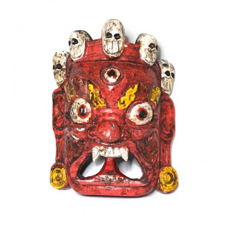 Veche mască tibetană Mahākāla - lemn & papier-mâché - Buthan